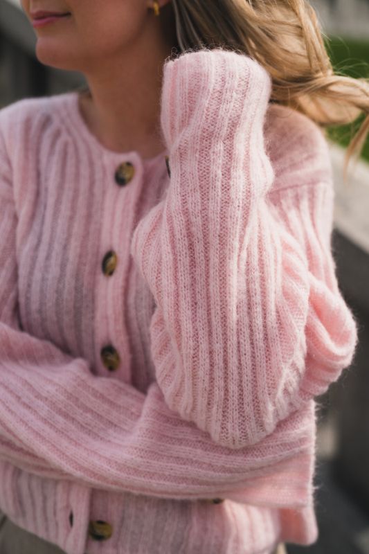 Cierrou Rib Cardigan Chalk Pink 