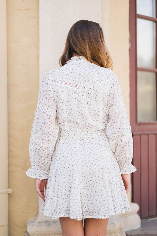 Birgitte Print Flower Dress Offwhite 