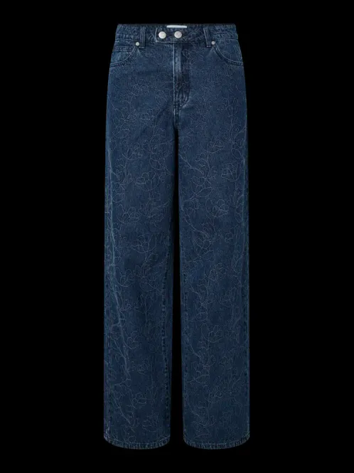 Hovedbilde Alia MW Embroidery Wide Jeans Dark Blue Denim 