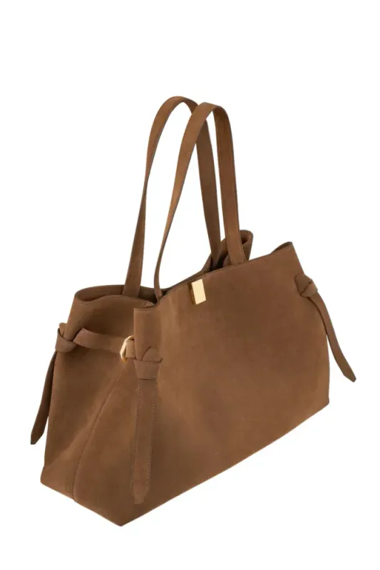 Gyoza Tote Suede Cognac 