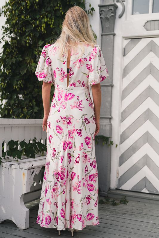 Freja Pouf Sleeve Maxi Dress Tulip Pink 