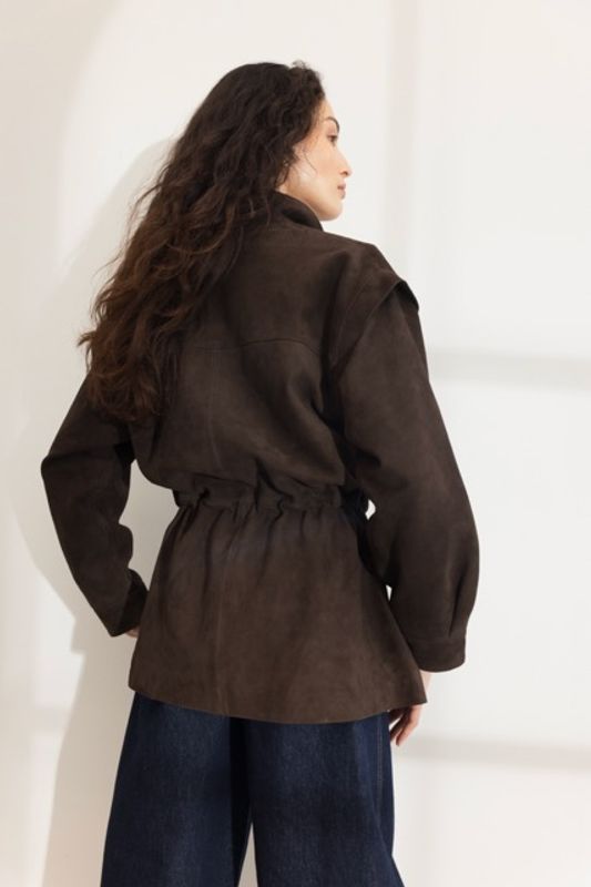 Winnie Leather Jacket Dark Brown Suede 