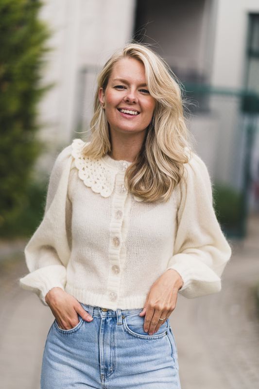 Mohair Knit Collar Cardigan Off White 