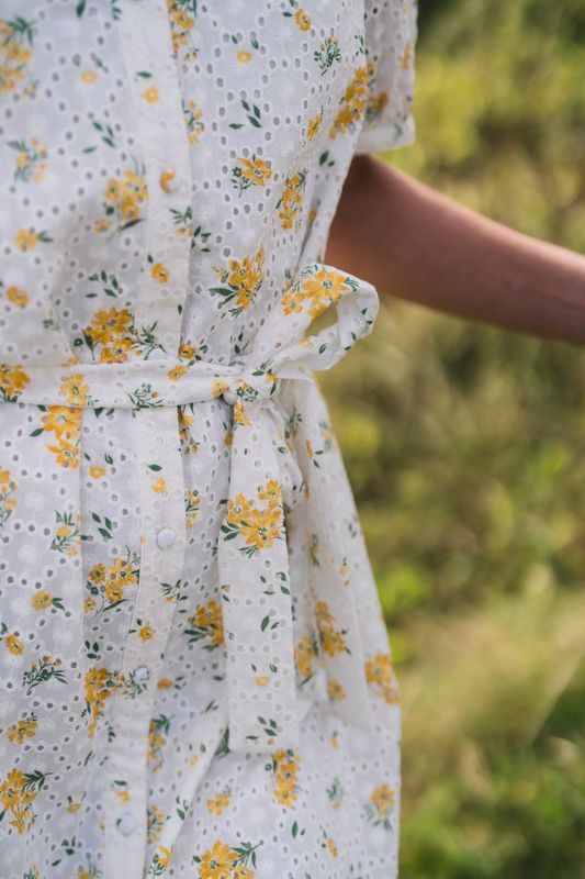 Eivor 2/4 Shirt Dress M Yellow Flower 