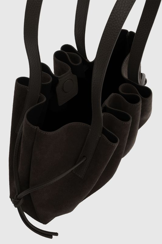 Scallop Shoulder Bag Suede Ganache 