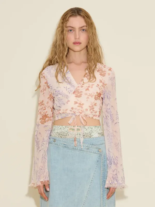 Patchwork Cropped Shirt Multicolor 