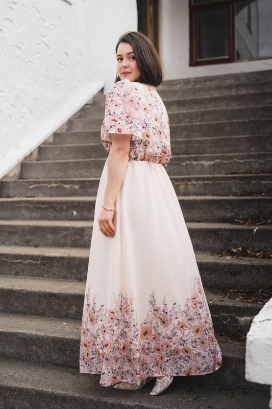 Serna Flower Print Dress Burned Powder 