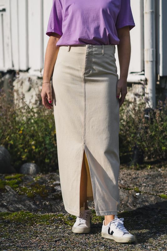 Phelina Ida HW Denim Skirt Oatmeal 