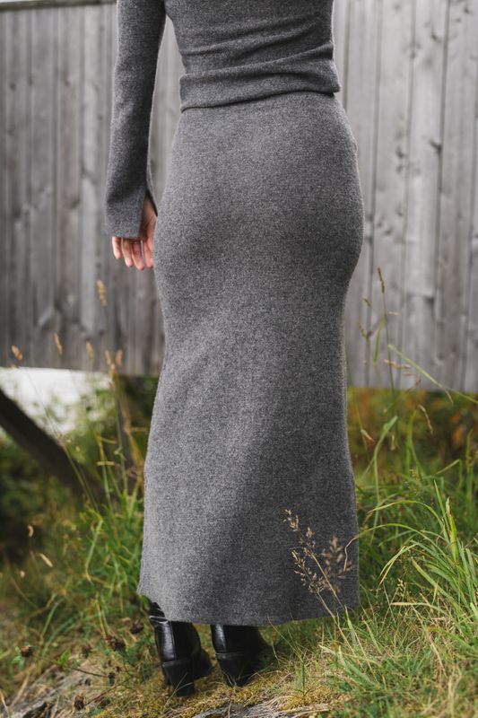 Jana Knit Skirt Dark Grey Melange 