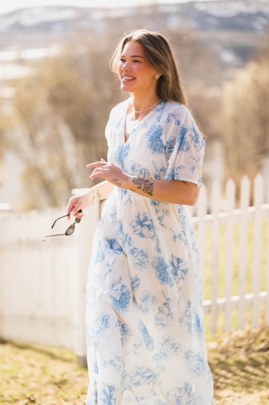 Evangelia 2/4 Dress M Blue Flower 
