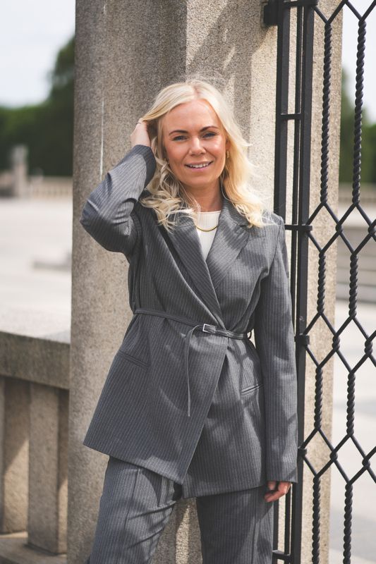 Salot Blazer Belt 15496 Dark Gull Gray Pinstripe 