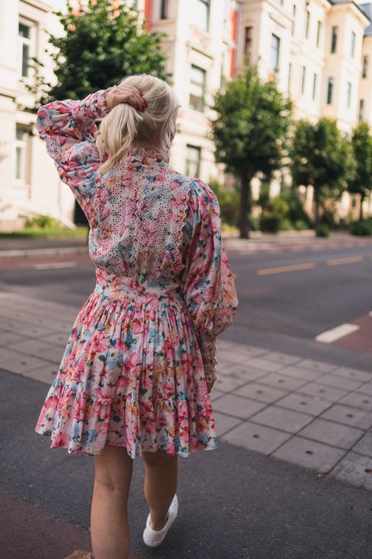 Cotton Slub Mini Dress Butterfly Field