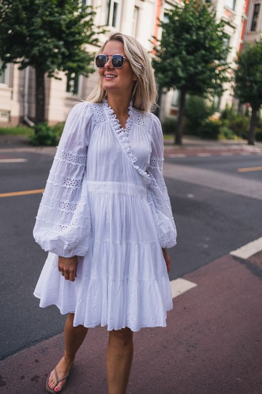 Cotton Slub Wrap Dress White
