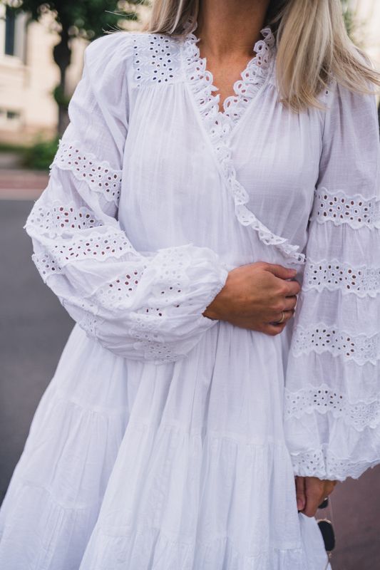 Cotton Slub Wrap Dress White