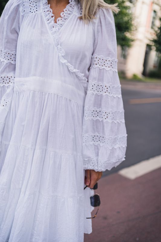 Cotton Slub Wrap Dress White