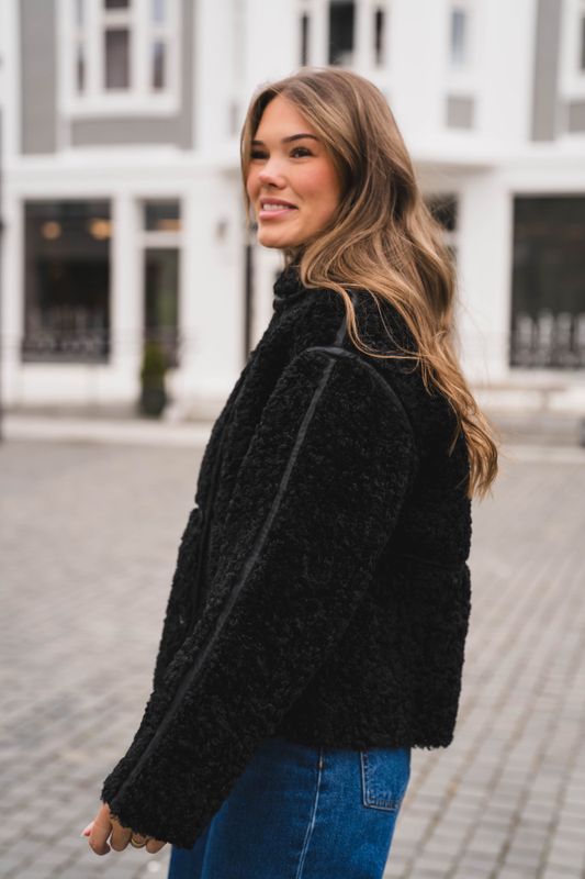 Castor Faux Fur Jacket Black 