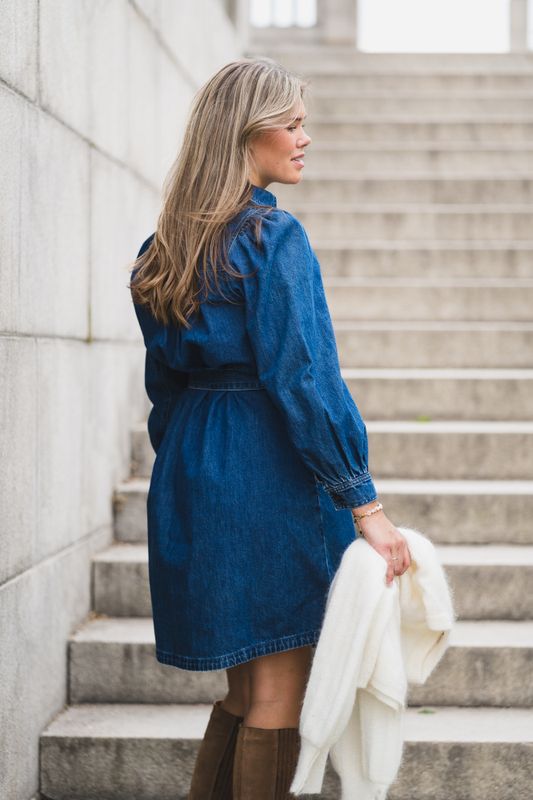 Frida Short Shirt Dress Mid Blue Wash 