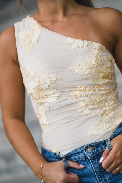 Hovedbilde Florini Big Flower Mesh Top Light Yellow 