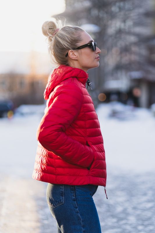 Rory Hooded Down Jacket Cherry Red 