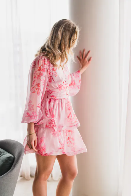 Hovedbilde Rivana Print Chiffon Dress Pink 