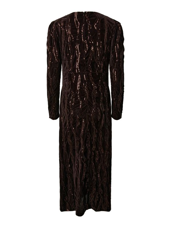 Hella LS Velour Midi Dress Black Rhinestones 