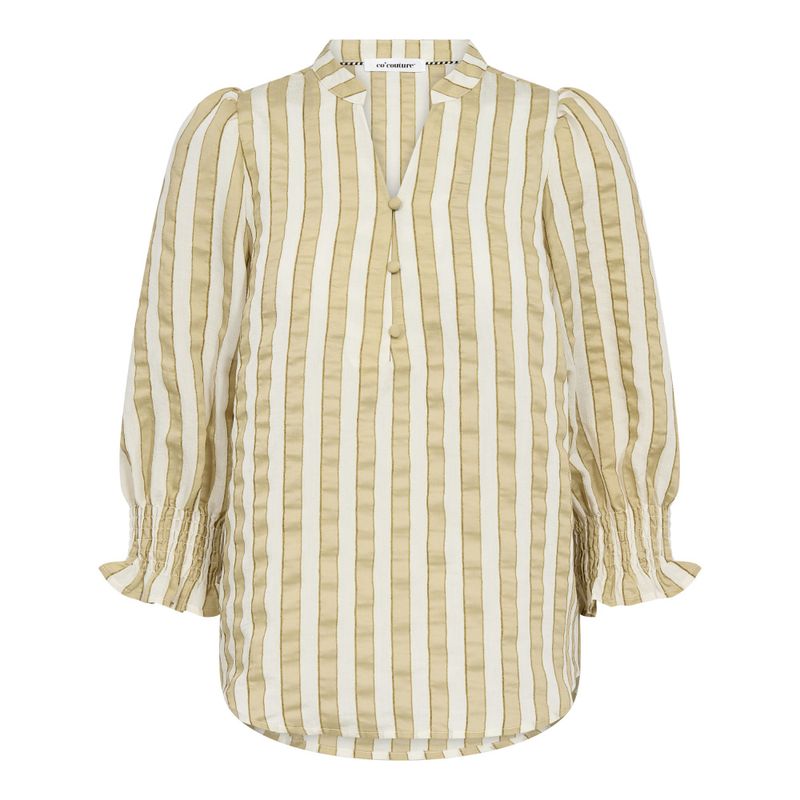 Saila Stripe SS V-Blouse Olive 