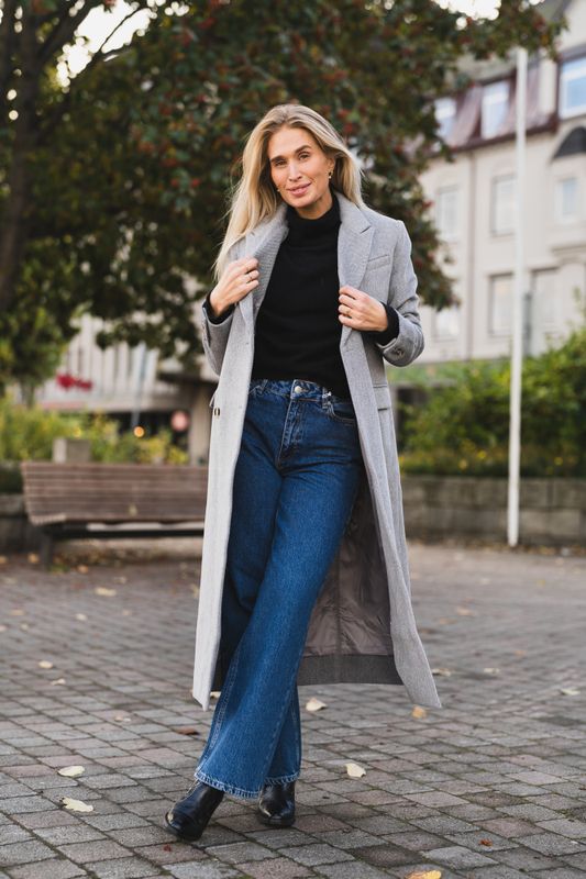 Tova LS Long Coat Light Grey Melange 