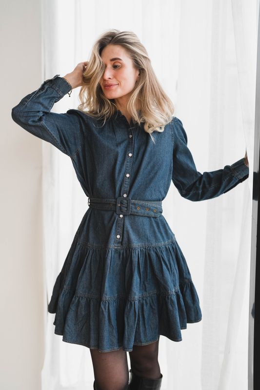 Denim Belt Dress French Blue 