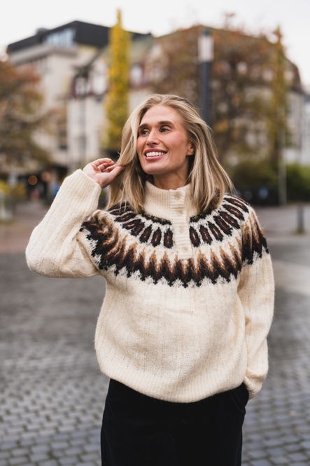 Hovedbilde Domina LS Wool Blend Knit Pullover Wood Ash W. ...