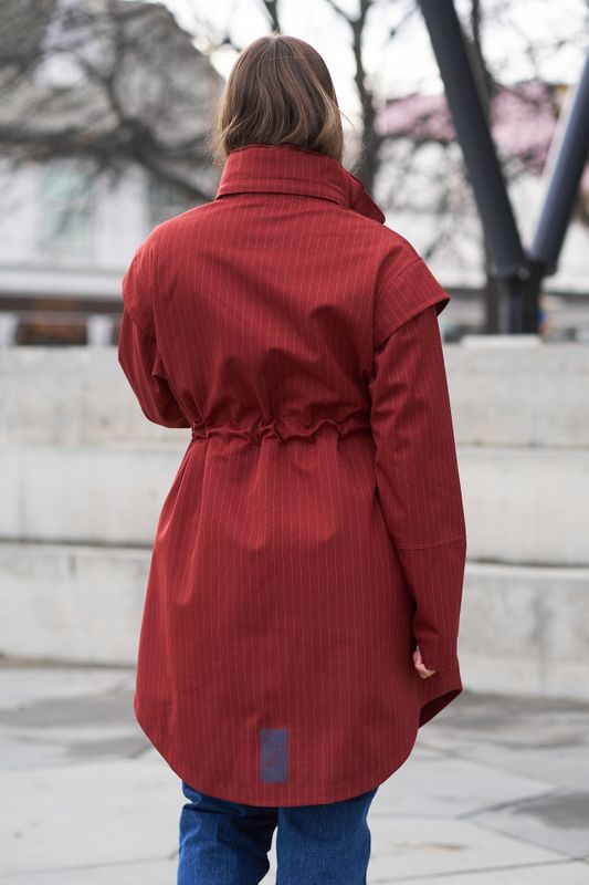 Monsun Coat Russet Pinstripe