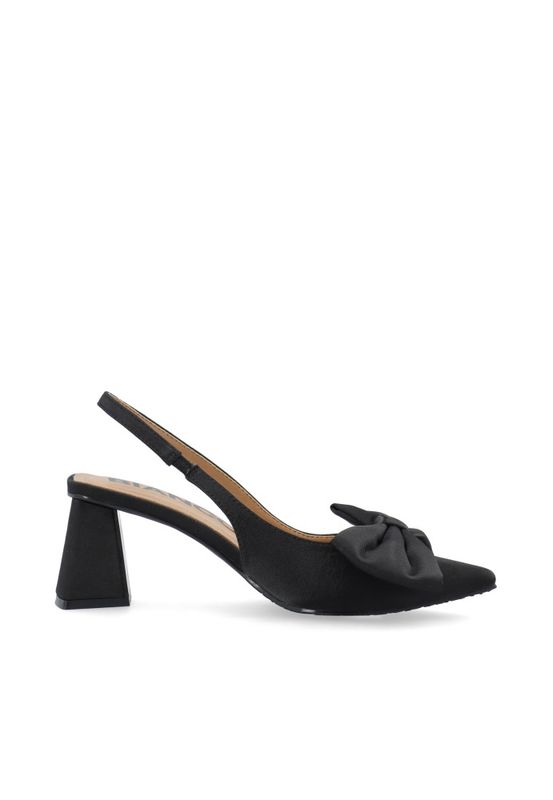 Maralyn Slingback Bow Satin Black 