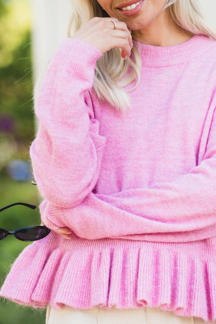 Hovedbilde Emily LS Peplum Knit Pullover Moonlite Mauve 