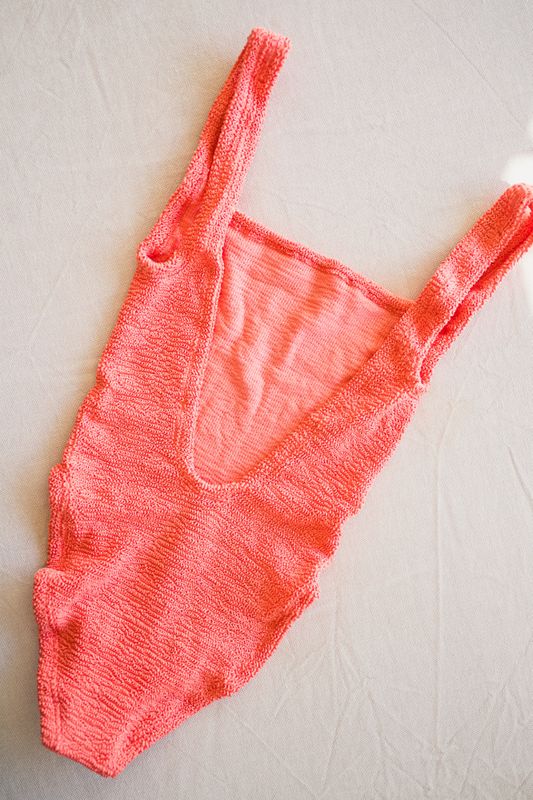 Square Neck Swim Metallic Coral 