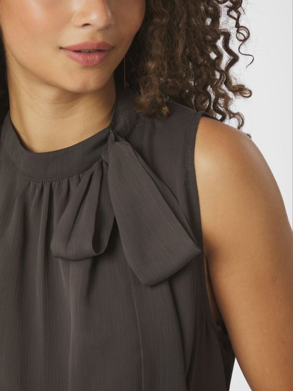 Ansol Solid Chiffon Top Dark Brown 