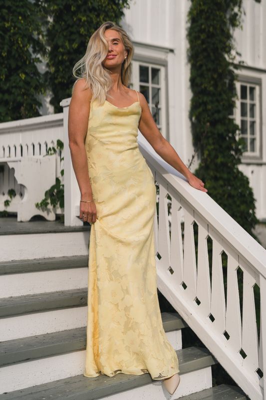 Sorelle Lace Slip Maxi Dress Light Lemon  