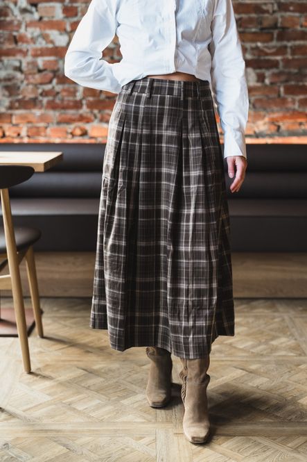 Hovedbilde Dagny Anya Check Pleat Skirt Brown 