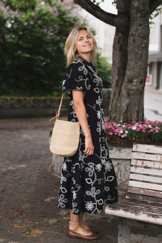 Veronica Dori Emb Dress Black 