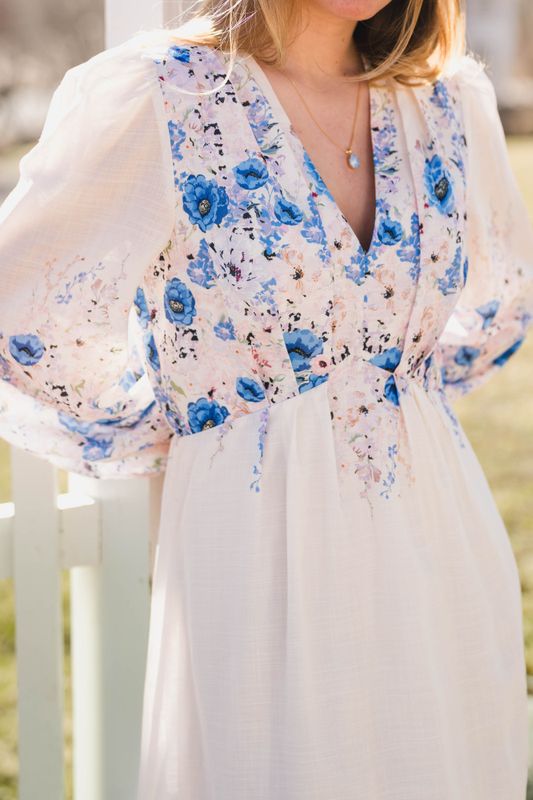 Silfi Flower Print Dress Blue 