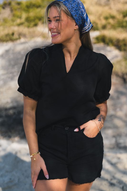 Odesa Linen Blouse Black