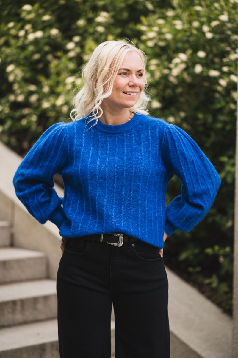 Amalie Puff Pullover Blue Iolite Melange 