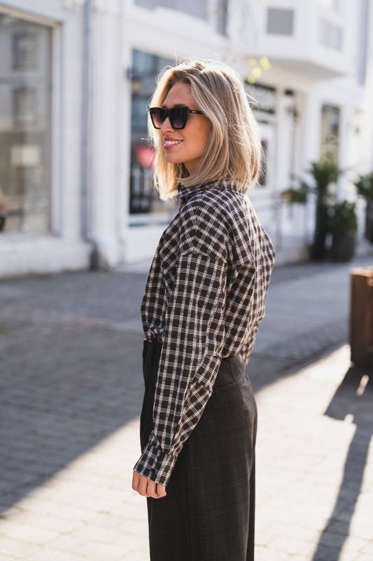 Carola Shirt Check Brown/Egret 