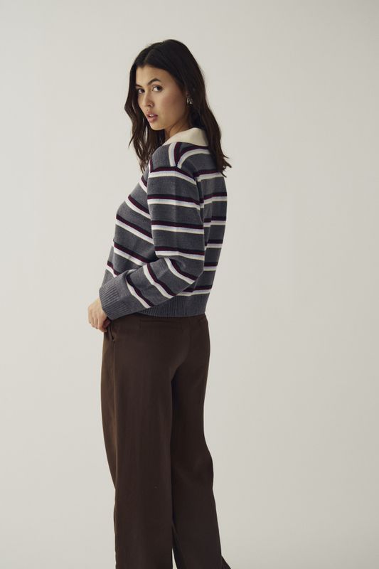 Merryll Knit Delissa Grey Stripe