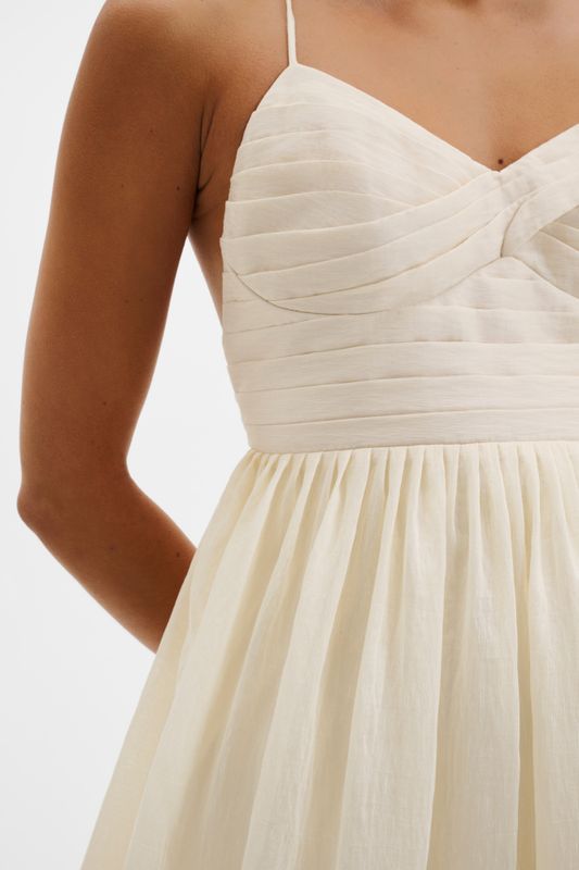 Hera Tie-Back Ruffled Mini Dress Pearl 