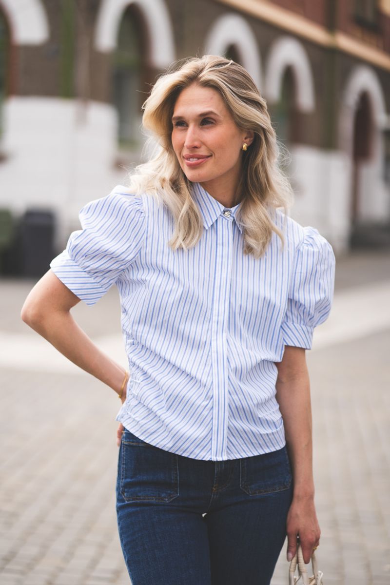 Frannie Stripe Shirt White/Light Blue 