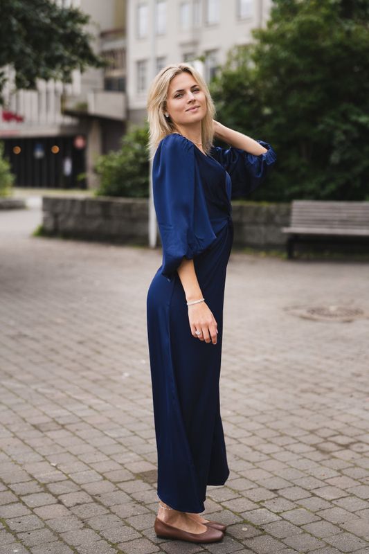 Thea 3/4 Long Dress Evening Blue 