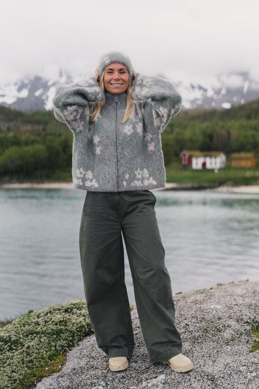 Tine Floral Cardigan Grey Mix 