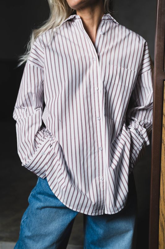 Derris Shirt Cabernet Stripe 