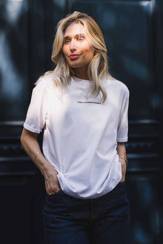 Terina Organic Small Logo Tee White/Black 