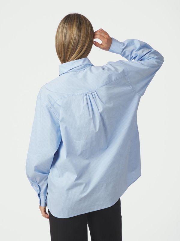 Rochelle Scarf Fine Stripe Shirt Light Blue 