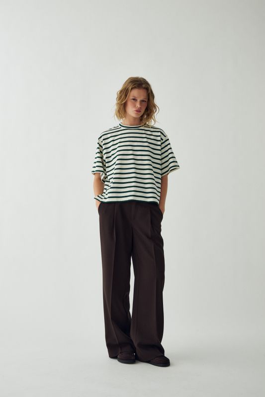 Maple T-Shirt Eton Ivory Green Stripe